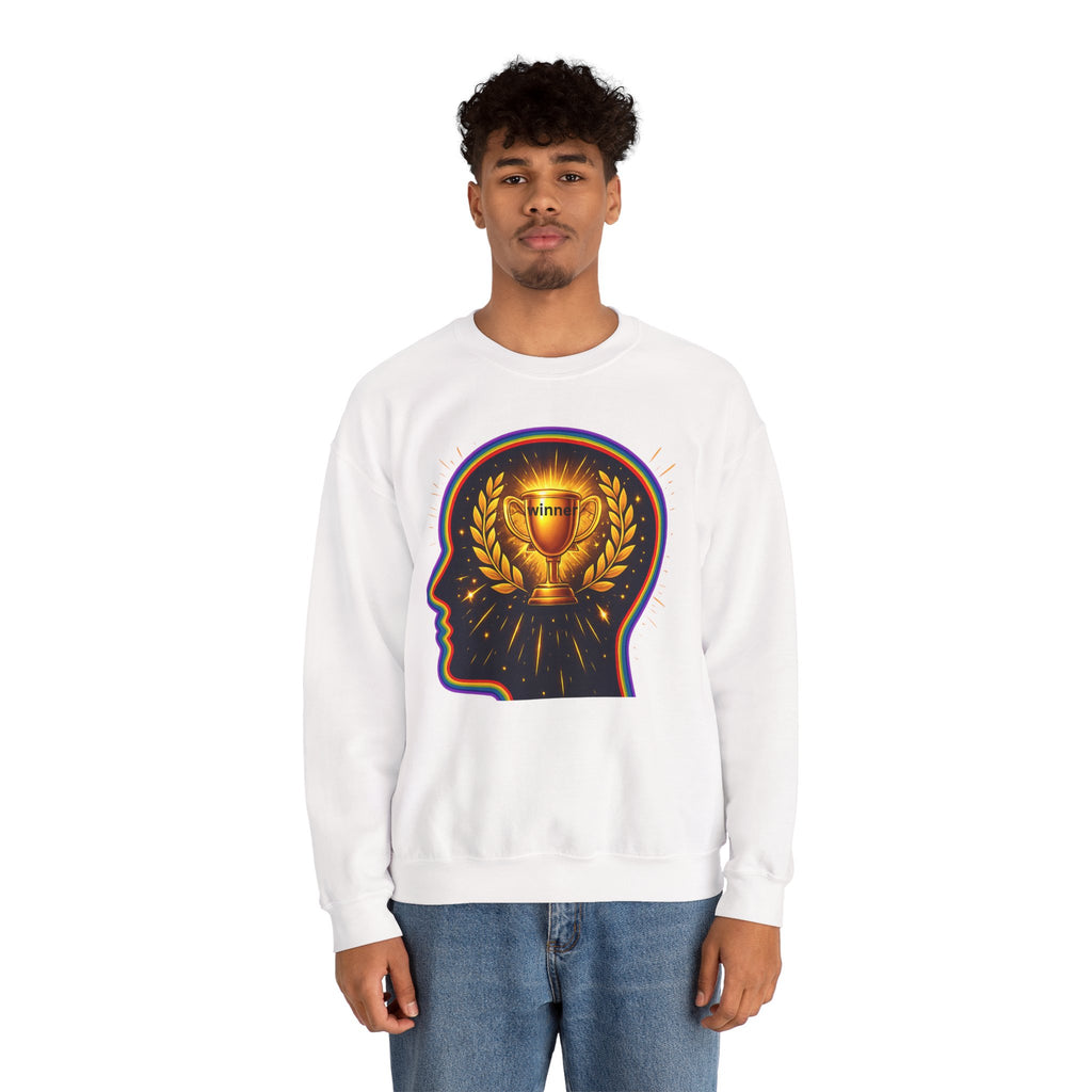 Crewneck Sweatshirt — 'Winner' Trophy Brain Graphic