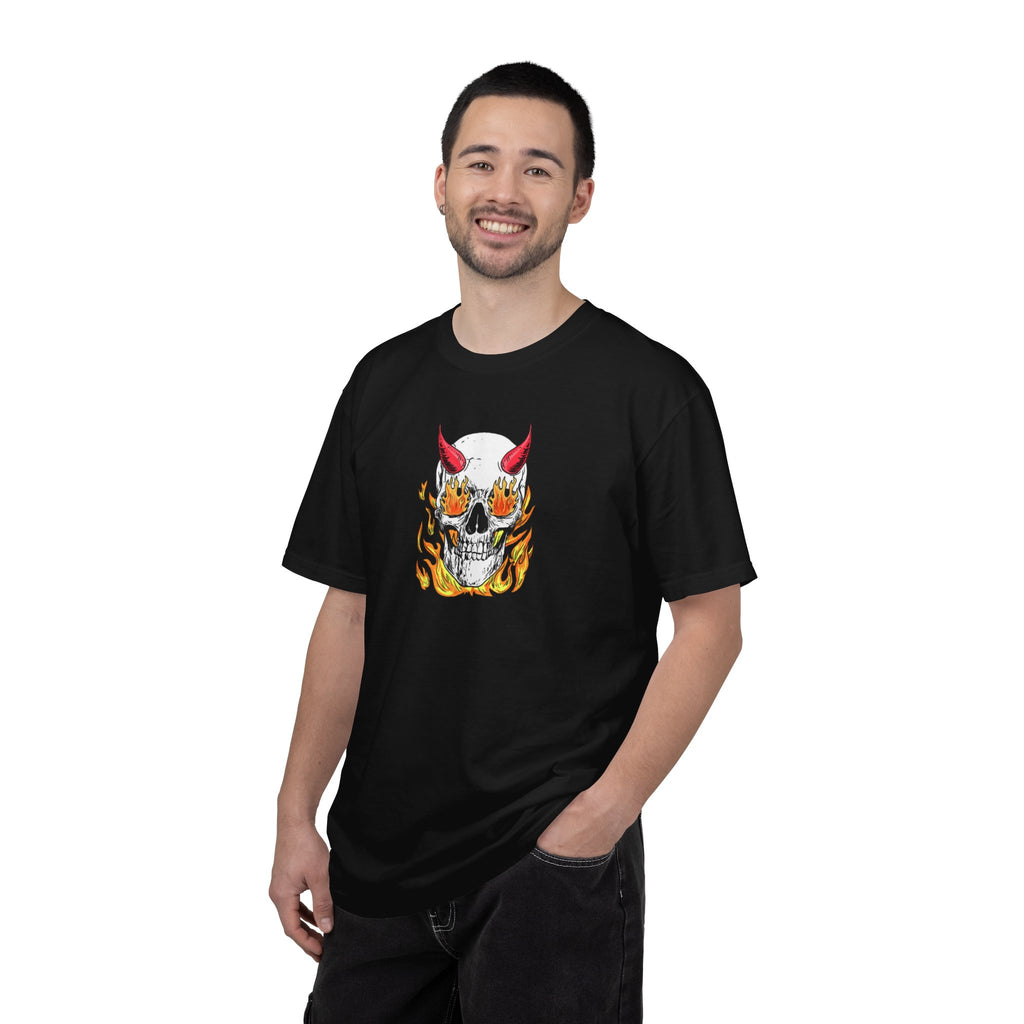 Flaming Devil Skull T-Shirt — Edgy Retro Tattoo Graphic Tee