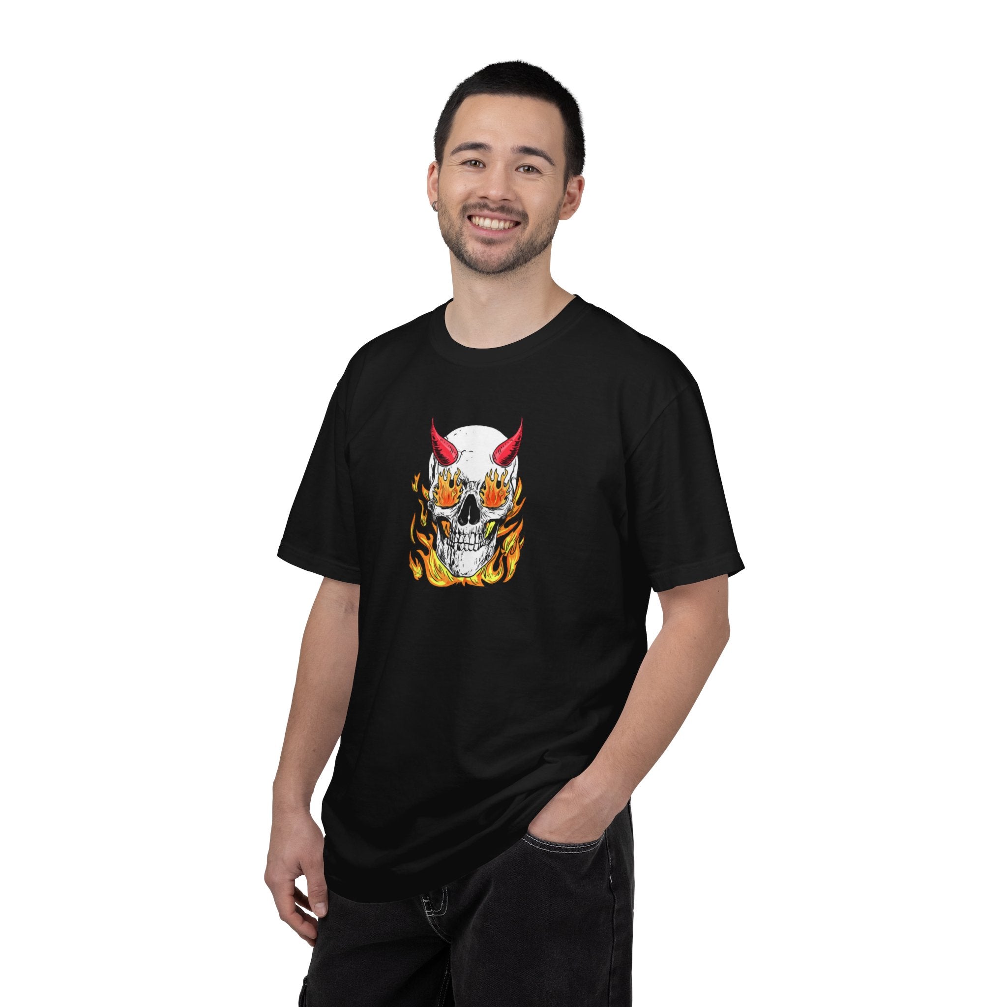 Flaming Devil Skull T-Shirt — Edgy Retro Tattoo Graphic Tee