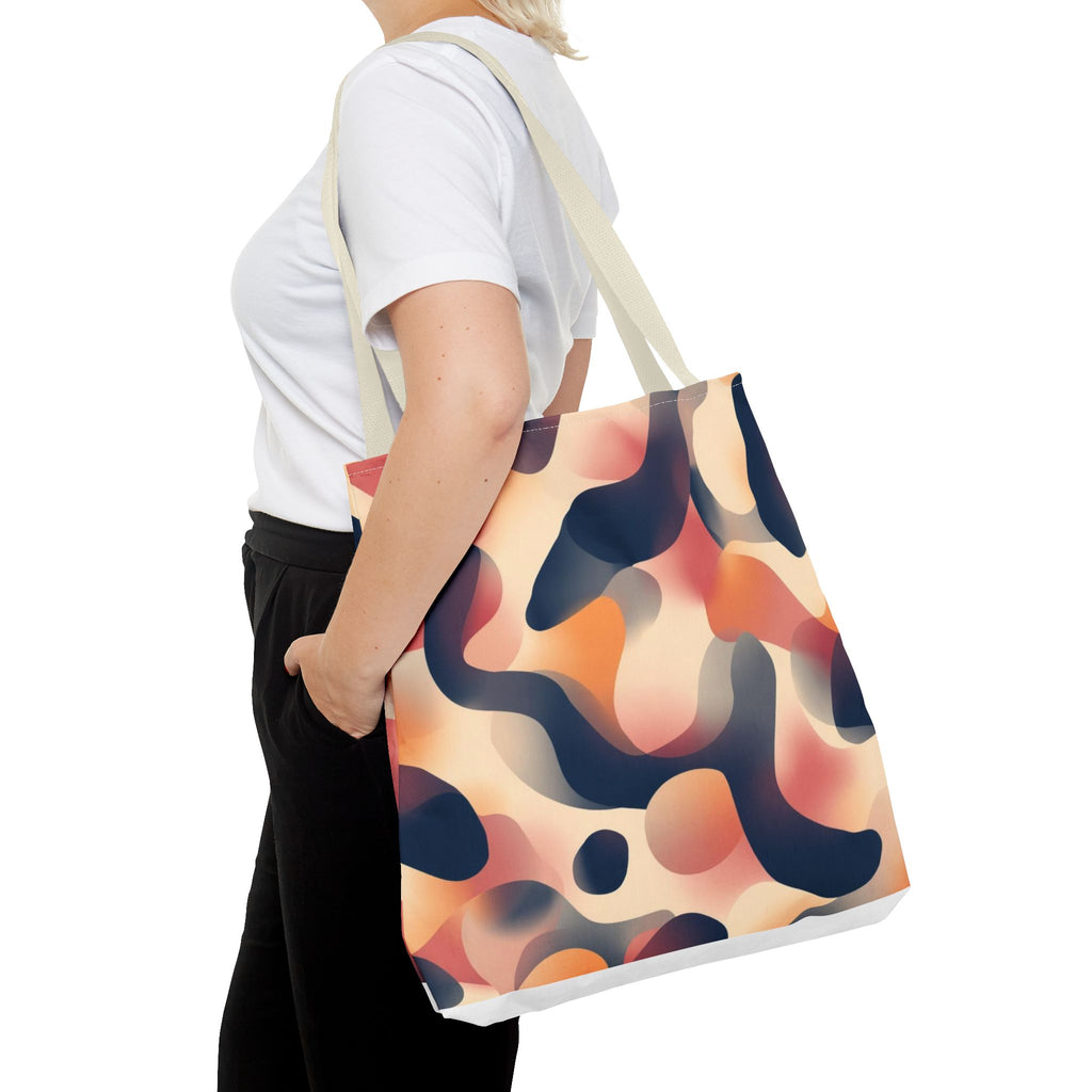 Abstract Camouflage Tote Bag – Blush & Navy All-Over Print Beach & Market Tote