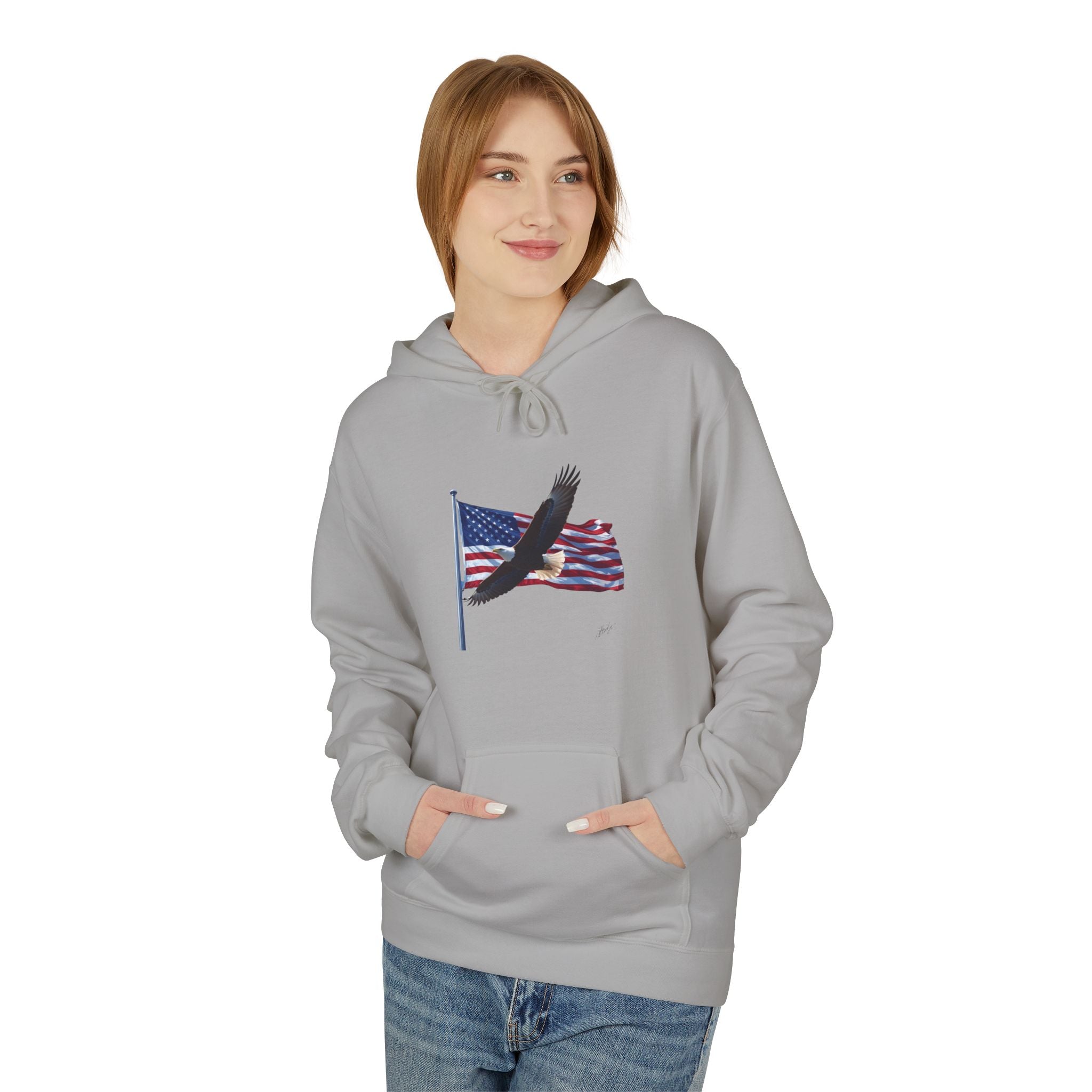 American Flag & Eagle Hoodie — Patriotic USA Bald Eagle Pullover