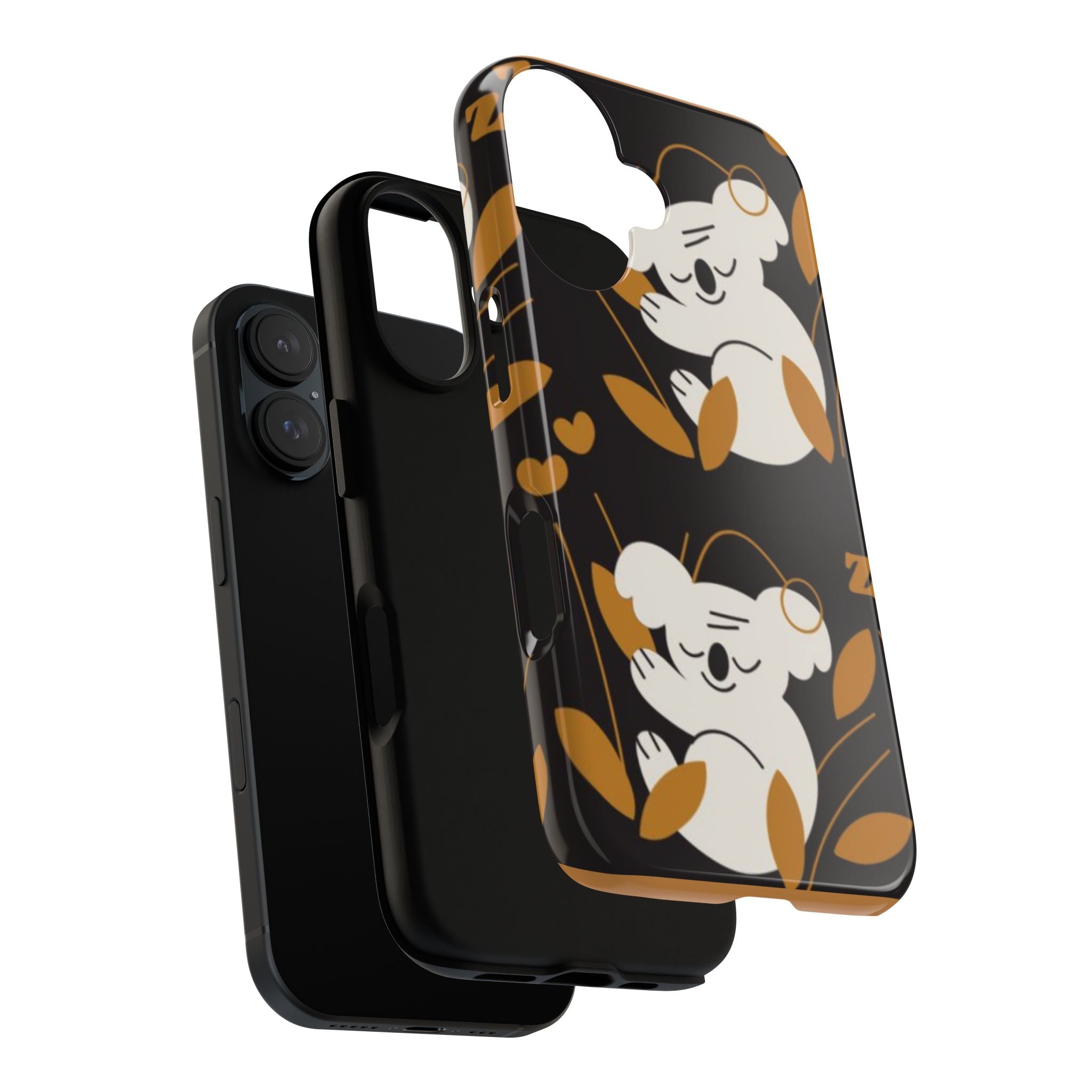 Koala Sleep Pattern Tough Phone Case – Cute Black & Gold Protective Cover