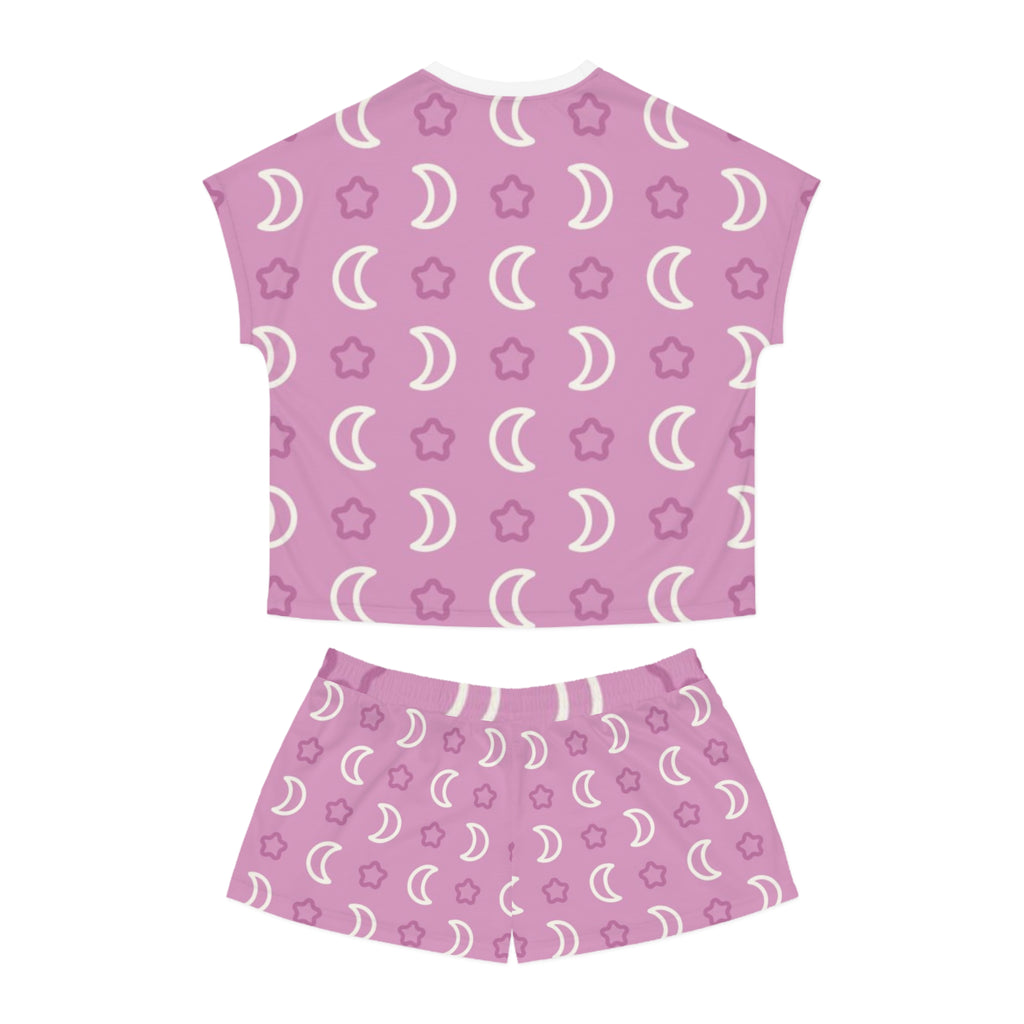 Women's Moon & Stars Short Pajama Set — Pink Printed Sleepwear