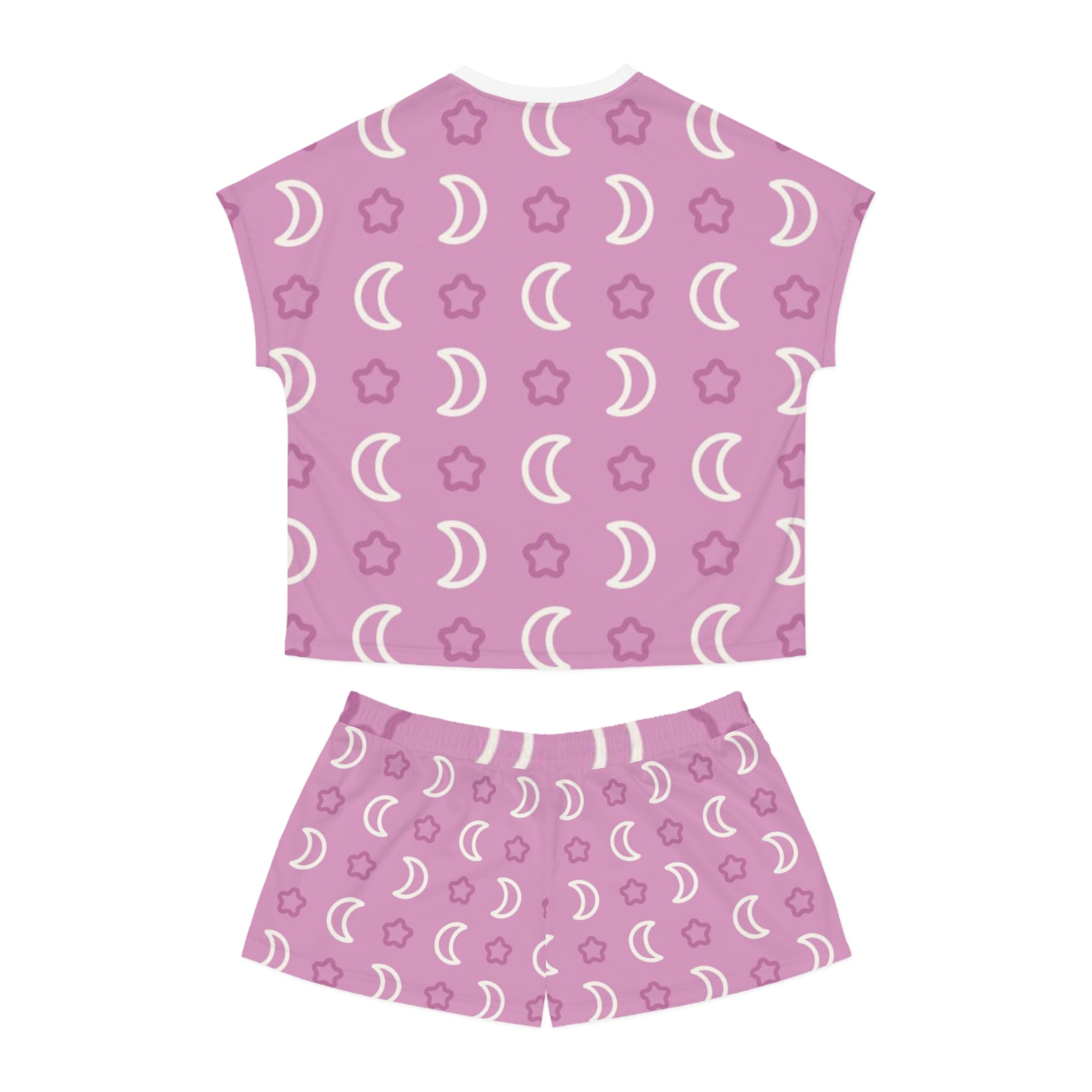Women's Moon & Stars Short Pajama Set — Pink Printed Sleepwear