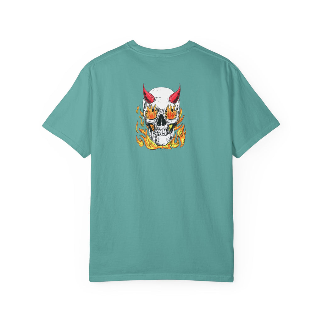 Flaming Devil Skull T-Shirt — Edgy Retro Tattoo Graphic Tee