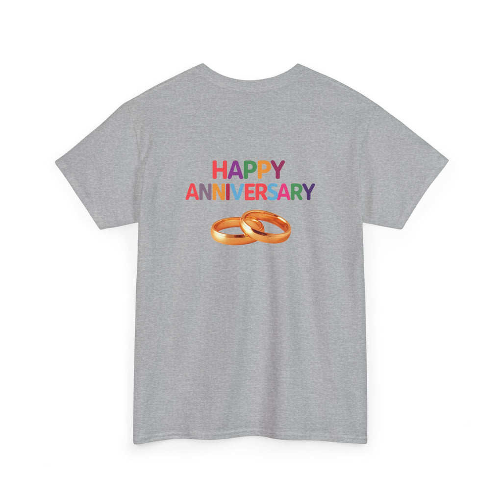 Anniversary T-Shirt — "Happy Anniversary" with Gold Rings