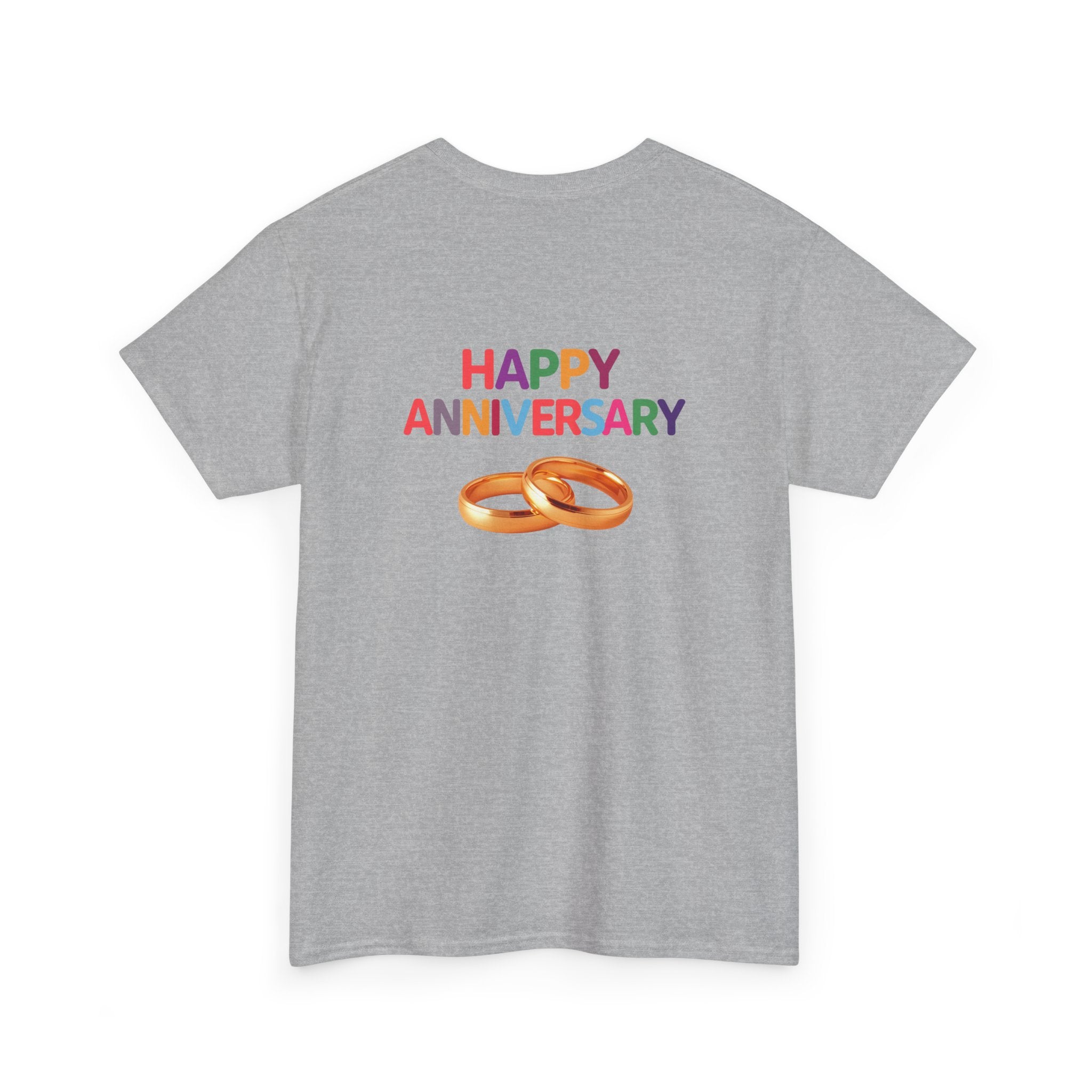 Anniversary T-Shirt — "Happy Anniversary" with Gold Rings