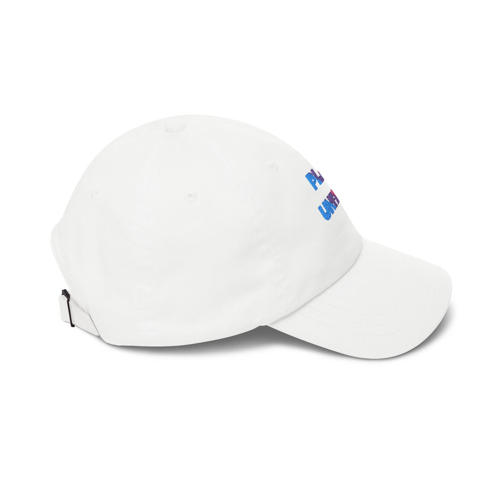 Boys and Girls Ladies and Gents "Play Unfair" Colorful Glitter Text Embroidered Baseball Hat