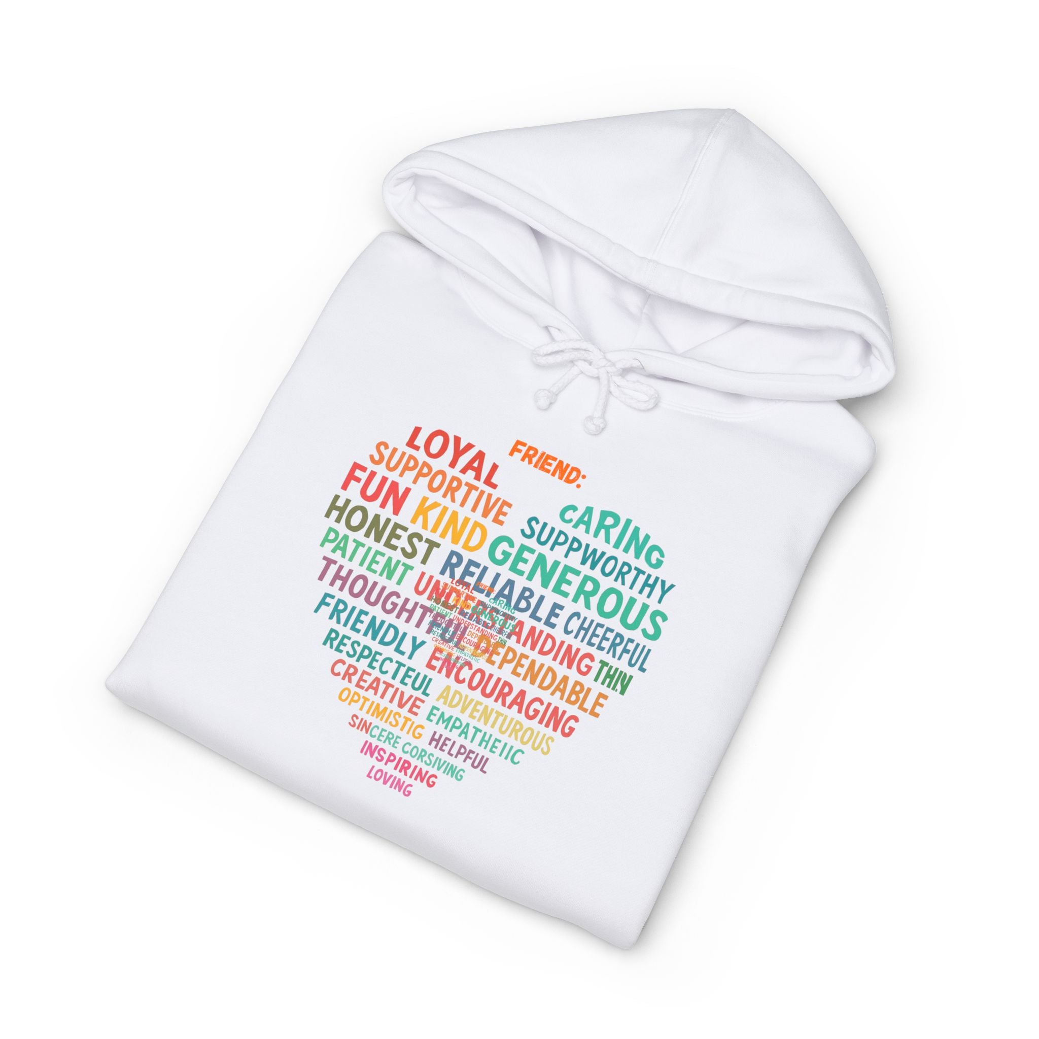 Heart Word Cloud Hoodie — Positive Traits Graphic Pullover