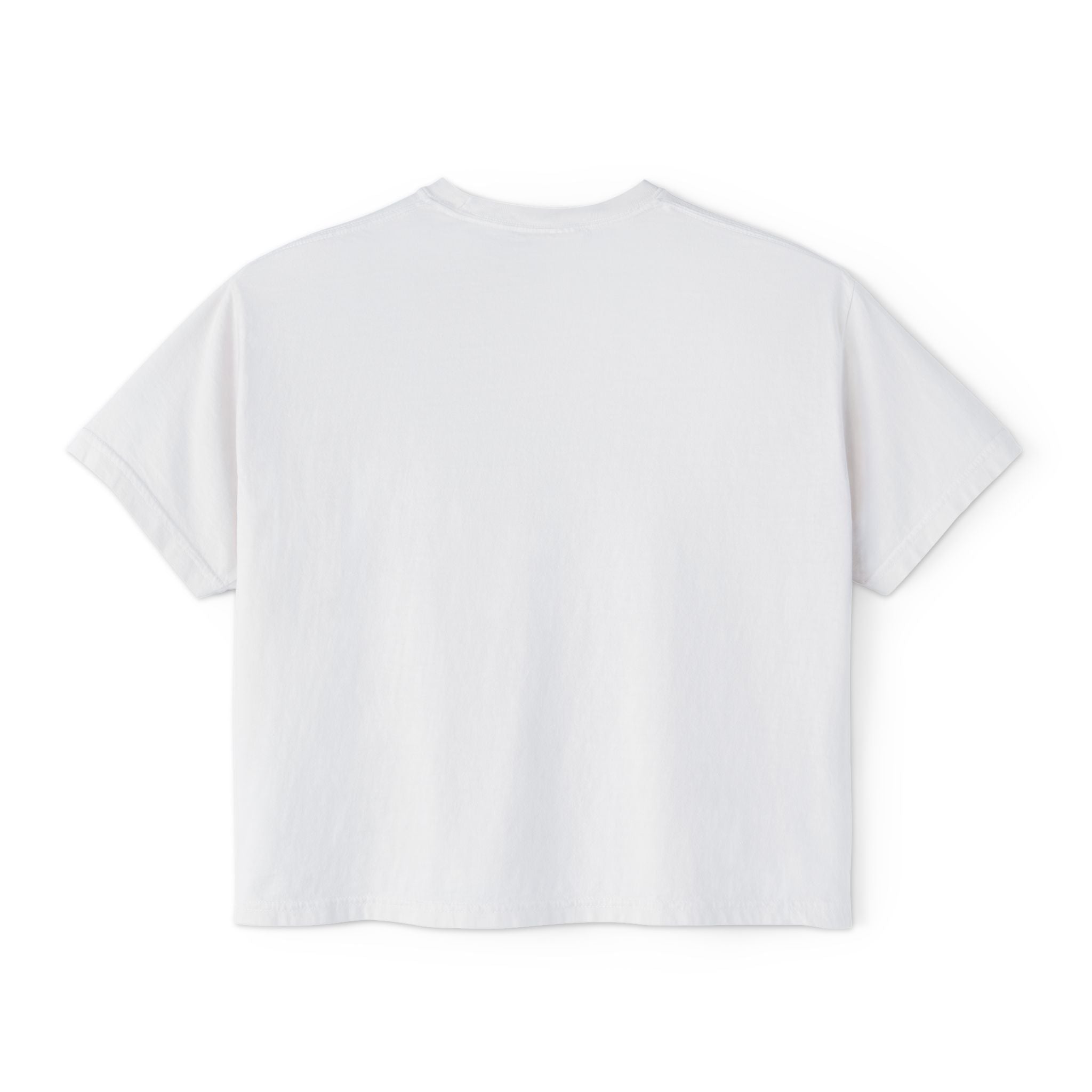 Floral Bouquet Women's Boxy Tee — Cropped White T-Shirt with Pink Rose Design