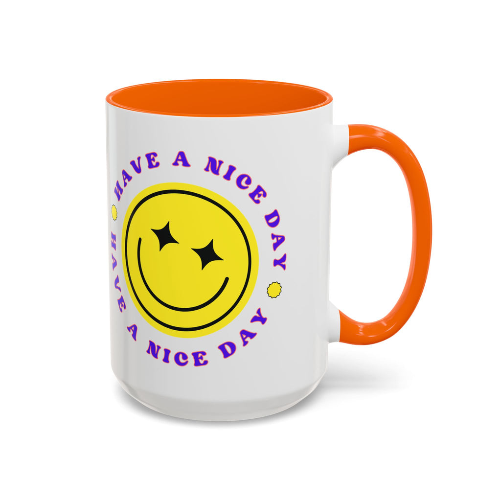 Have a Nice Day Smile Face Coffee Mug — Retro Yellow Smiley Accent Mug (11/15oz)