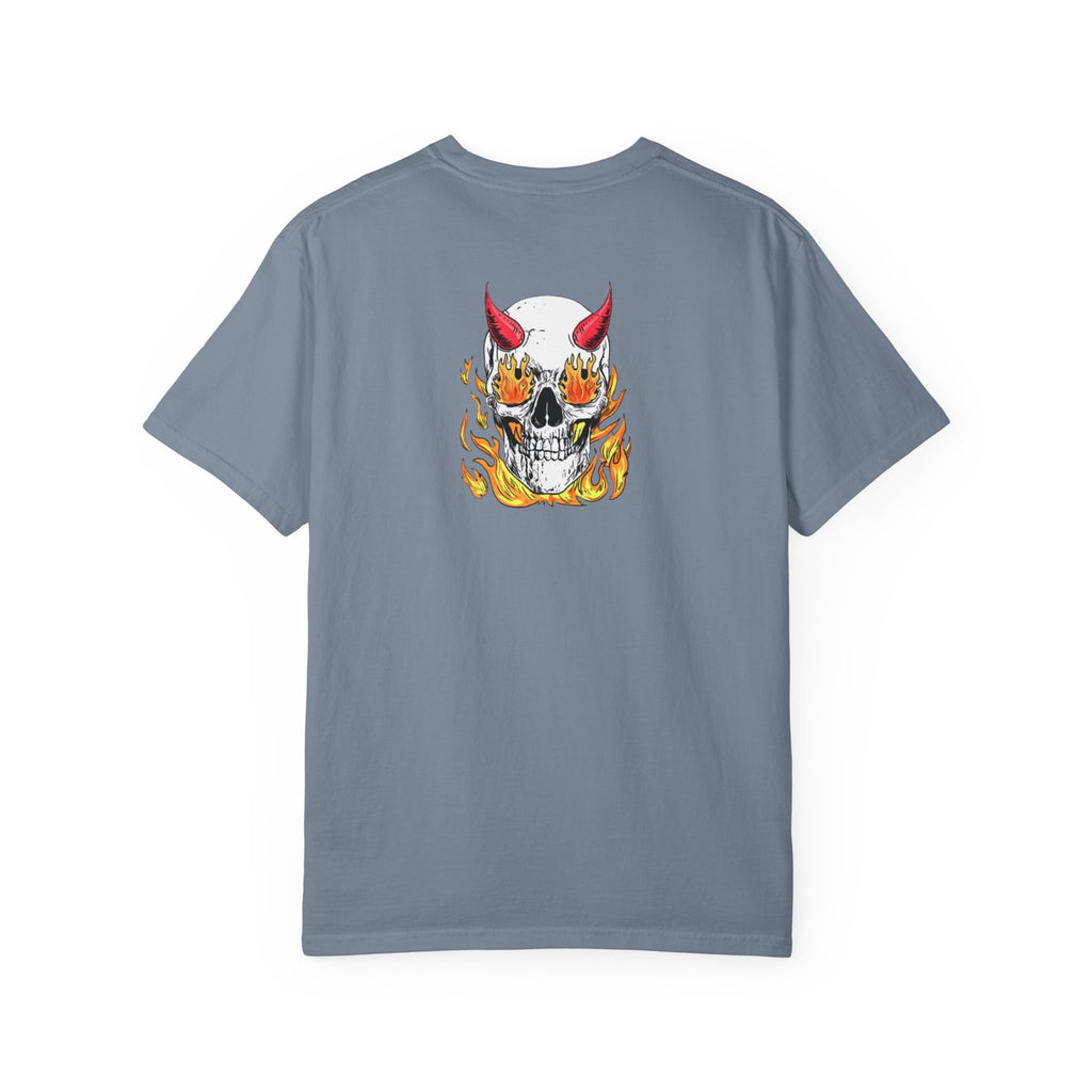 Flaming Devil Skull T-Shirt — Edgy Retro Tattoo Graphic Tee