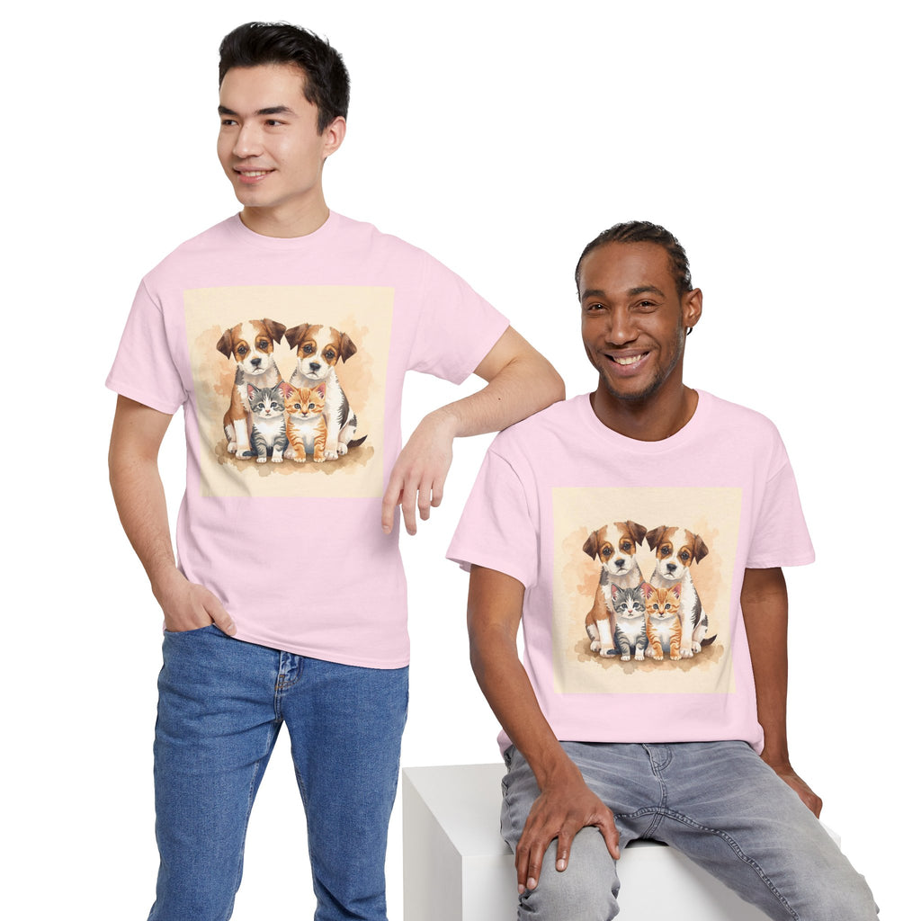 Puppy & Kitten Trio Tee — Cute Pet Illustration T-Shirt