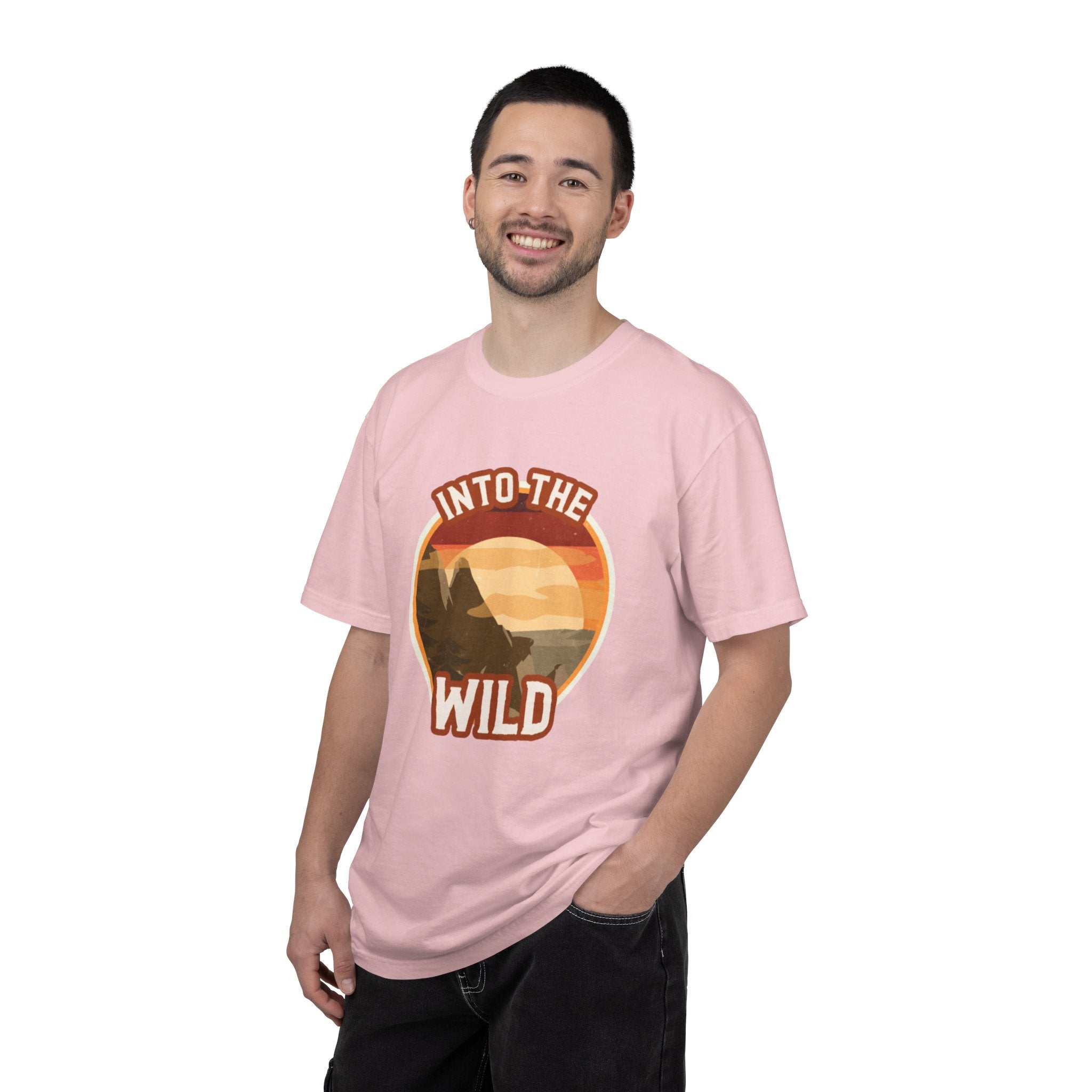 Into The Wild T-Shirt — Retro Sunset Mountain Adventure Tee