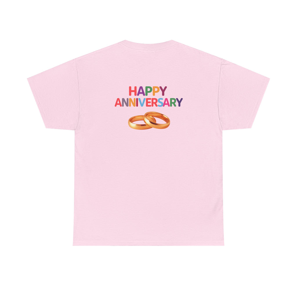 Anniversary T-Shirt — "Happy Anniversary" with Gold Rings
