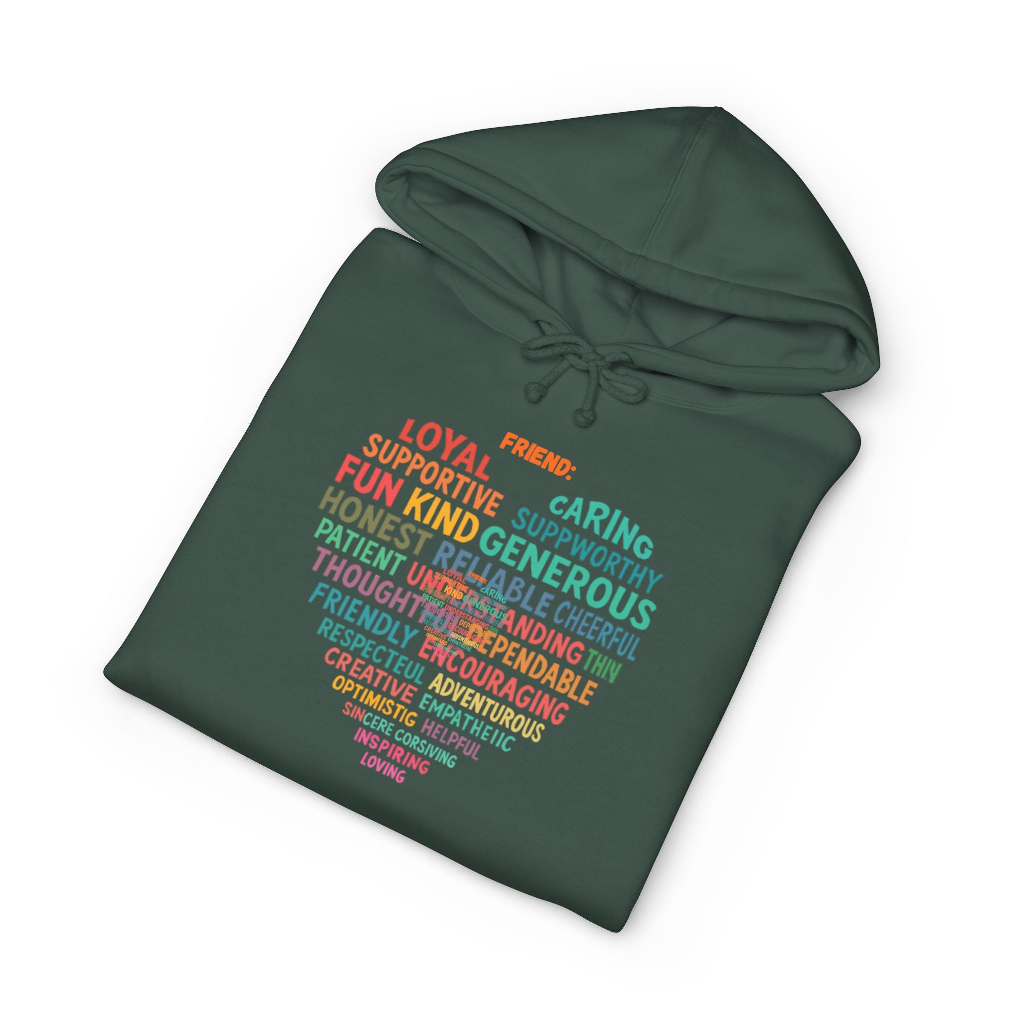 Heart Word Cloud Hoodie — Positive Traits Graphic Pullover