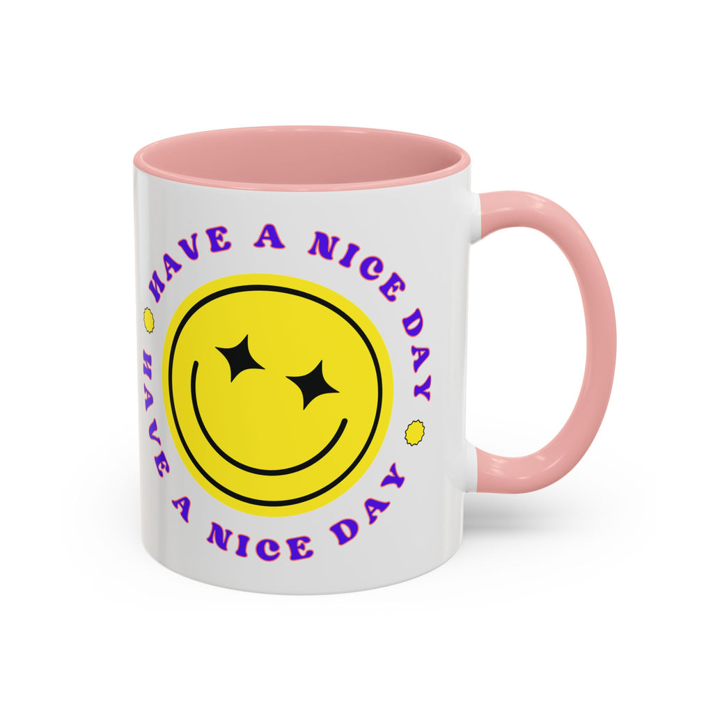 Have a Nice Day Smile Face Coffee Mug — Retro Yellow Smiley Accent Mug (11/15oz)