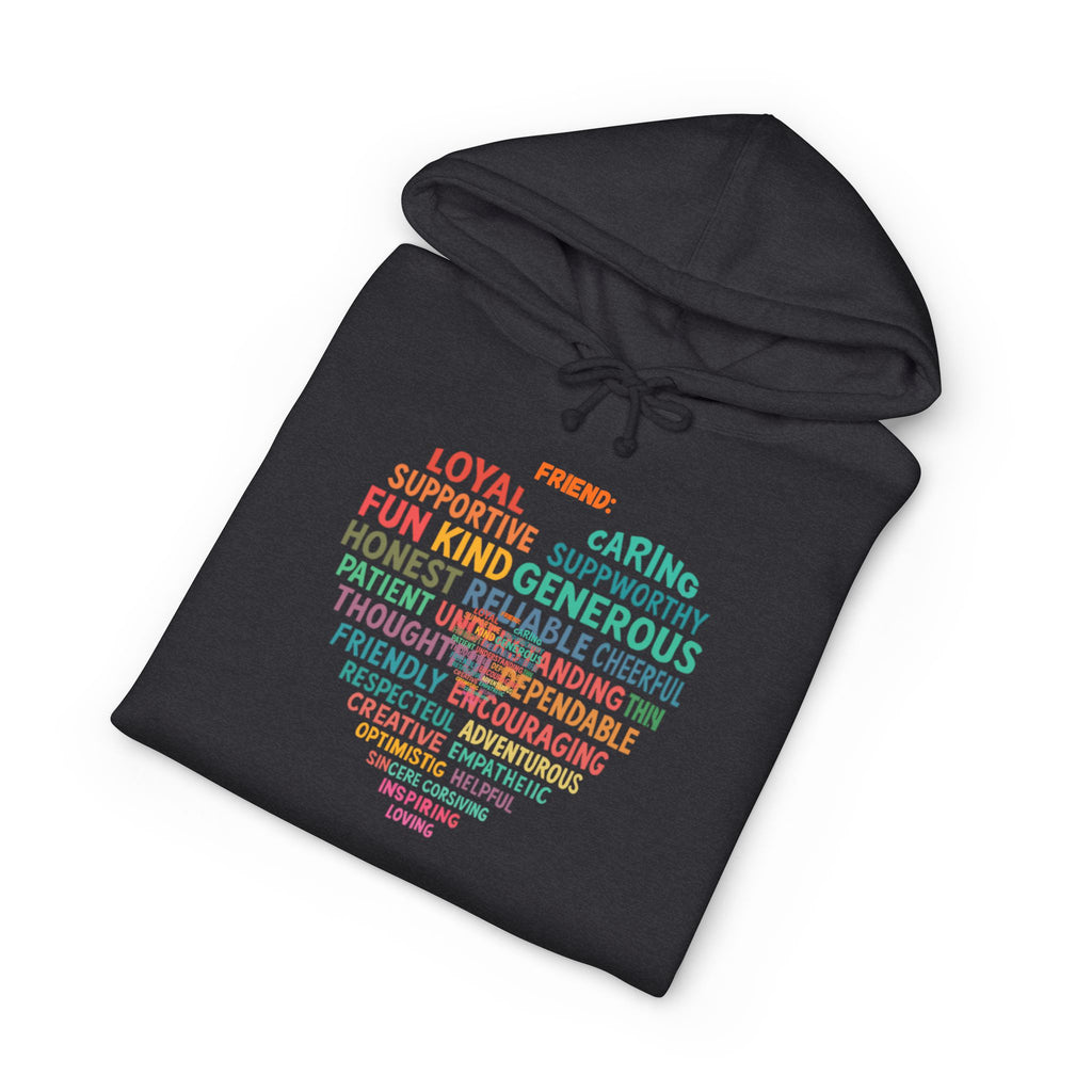 Heart Word Cloud Hoodie — Positive Traits Graphic Pullover