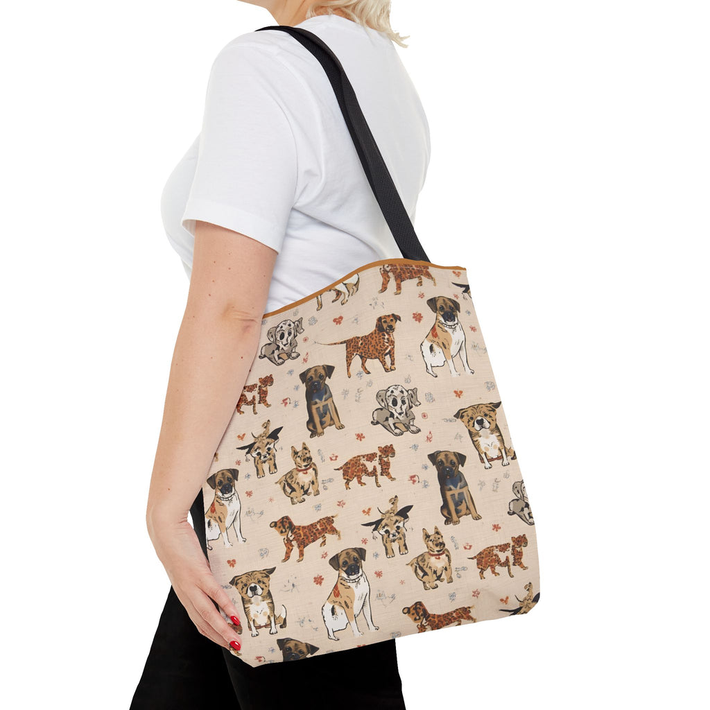 Dog Pattern Tote Bag — Cute Watercolor Puppies All-Over Print