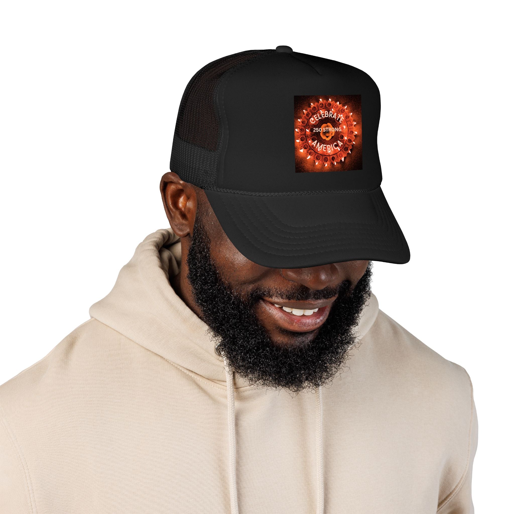 Trucker Hat — "Celebrate America" Firework Seal Patriotic Cap