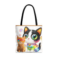 Rainbow Tie-Dye Cat & Sunglasses Kitten Tote Bag | Cute Cat Art