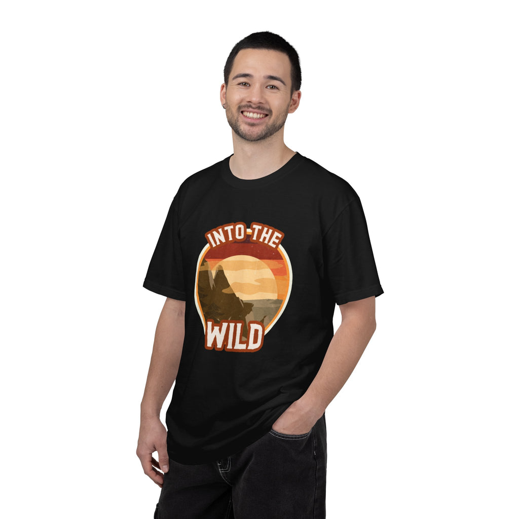 Into The Wild T-Shirt — Retro Sunset Mountain Adventure Tee