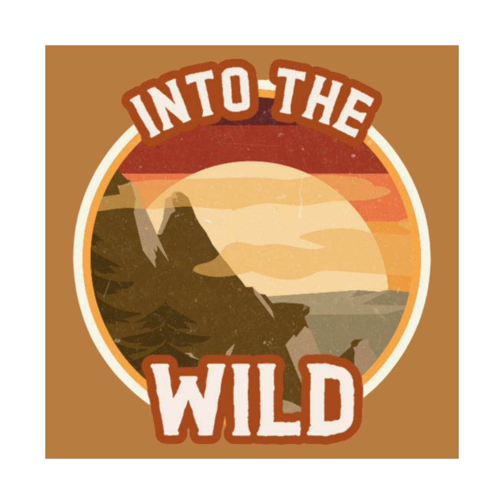 Into The Wild Poster — Retro Mountain Adventure Matte Vertical Print