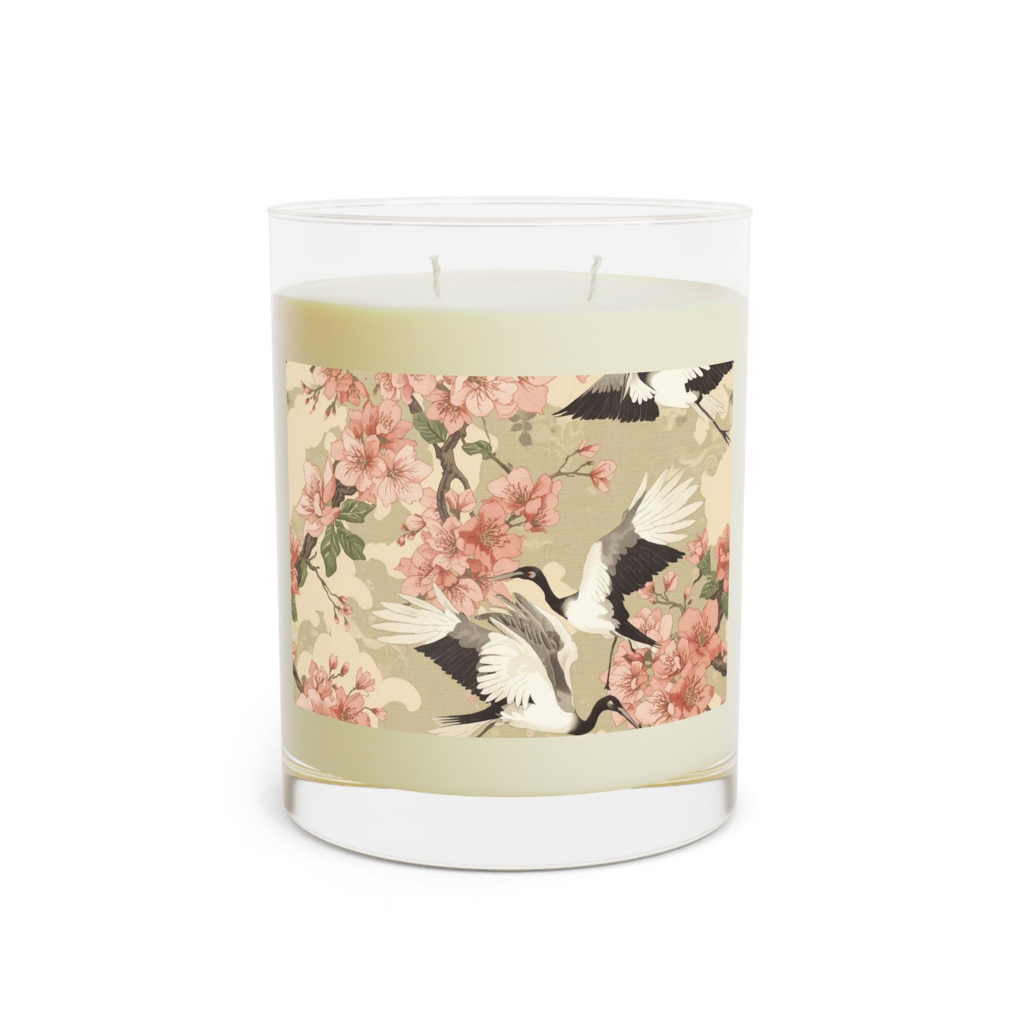 11oz Floral Crane Scented Candle — Japanese Cherry Blossom Aroma