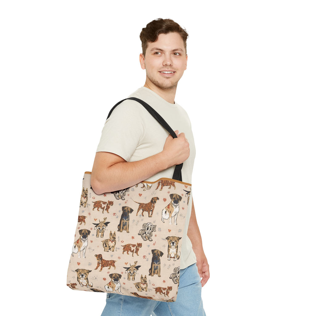 Dog Pattern Tote Bag — Cute Watercolor Puppies All-Over Print