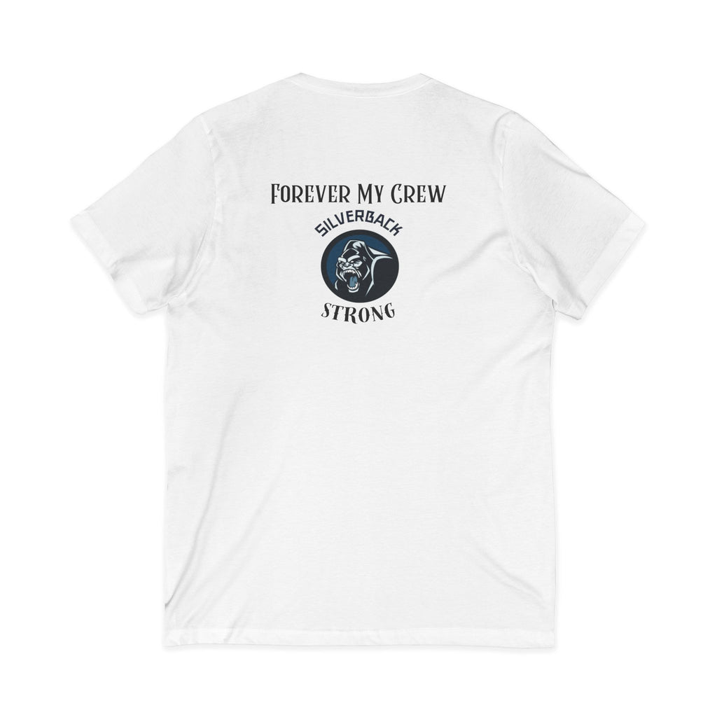 Silverback Strong V-Neck Tee — "Forever My Crew" Gorilla Tribute Shirt