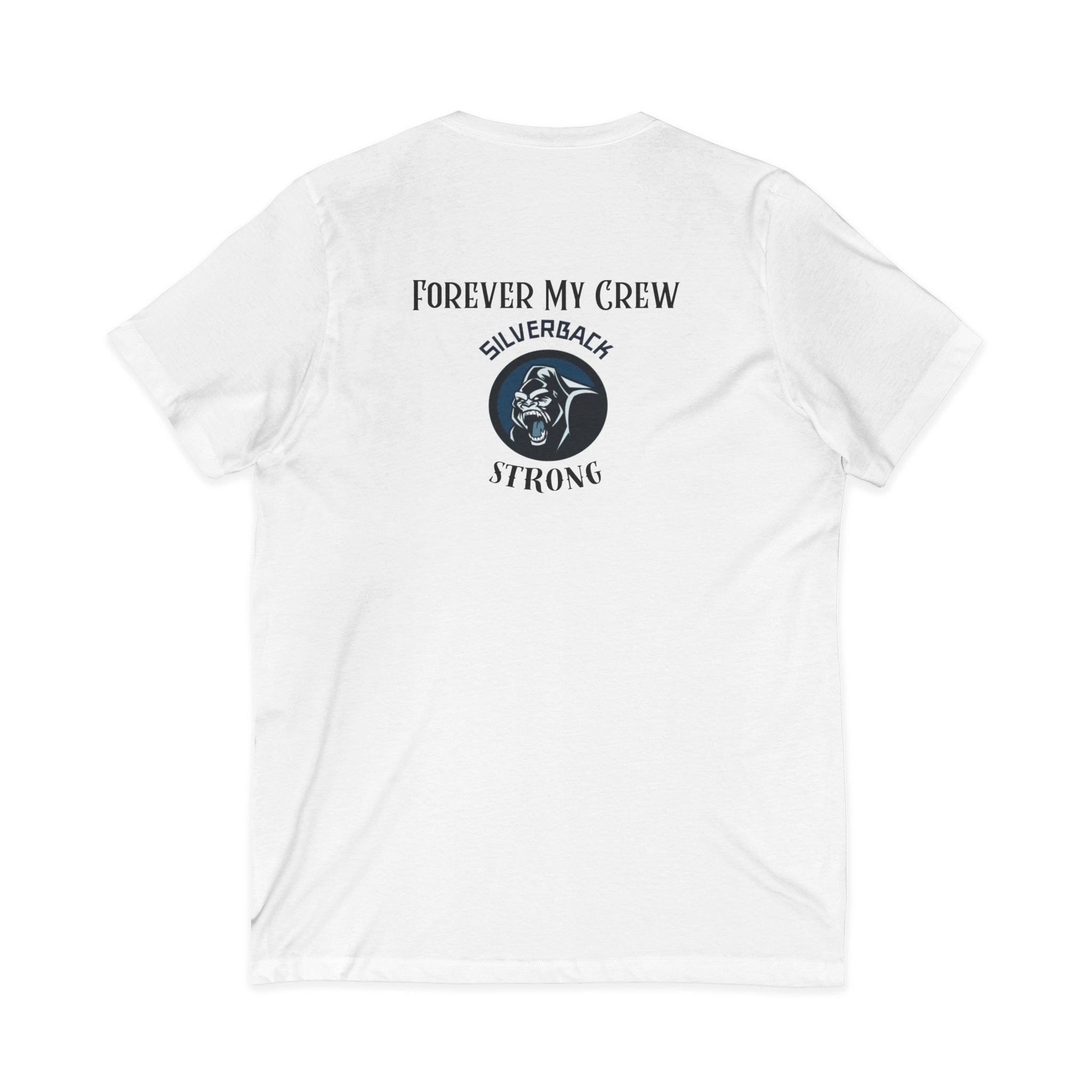 Silverback Strong V-Neck Tee — "Forever My Crew" Gorilla Tribute Shirt