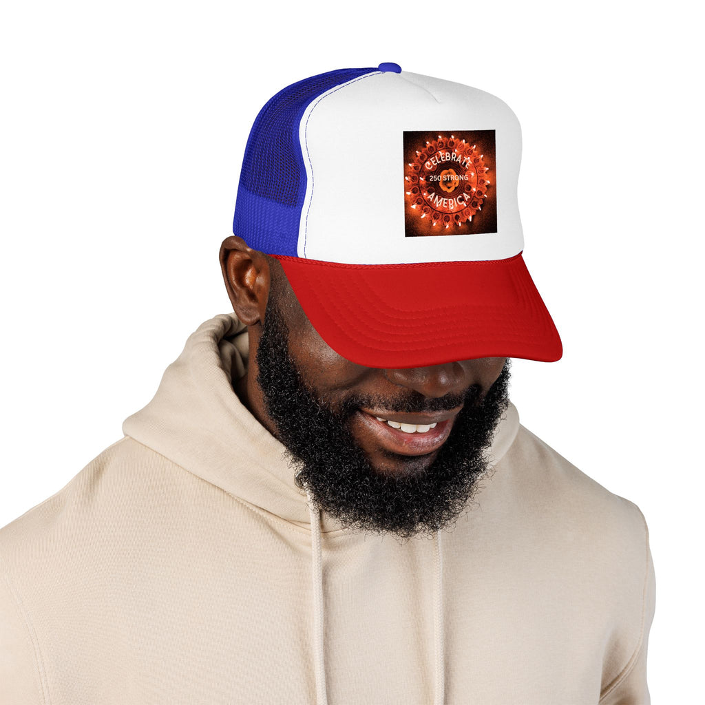 Trucker Hat — "Celebrate America" Firework Seal Patriotic Cap