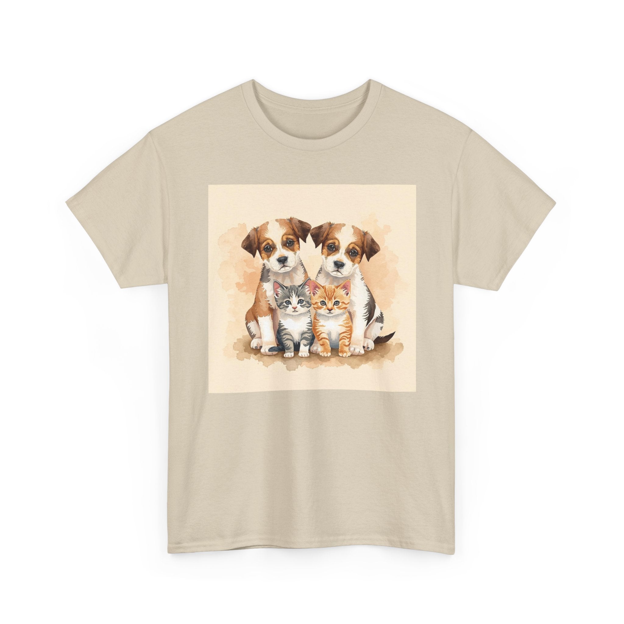 Puppy & Kitten Trio Tee — Cute Pet Illustration T-Shirt