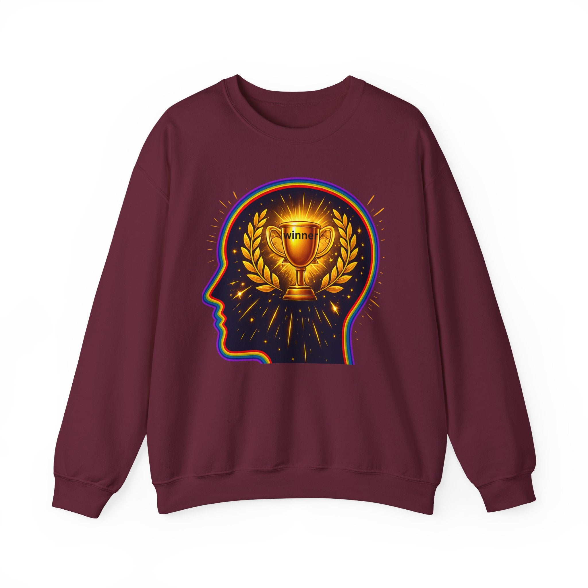 Crewneck Sweatshirt — 'Winner' Trophy Brain Graphic
