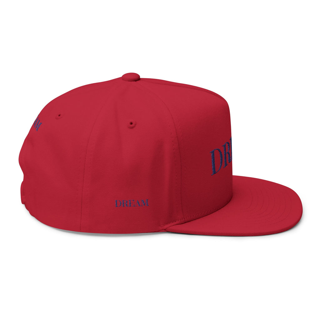 Dream Embroidered Flat Bill Cap — Minimal Motivational Snapback