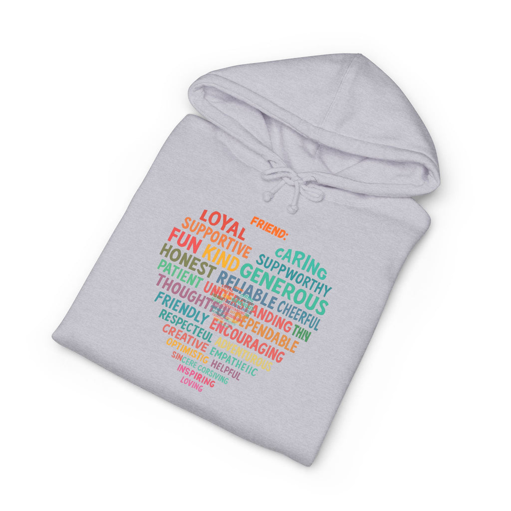 Heart Word Cloud Hoodie — Positive Traits Graphic Pullover