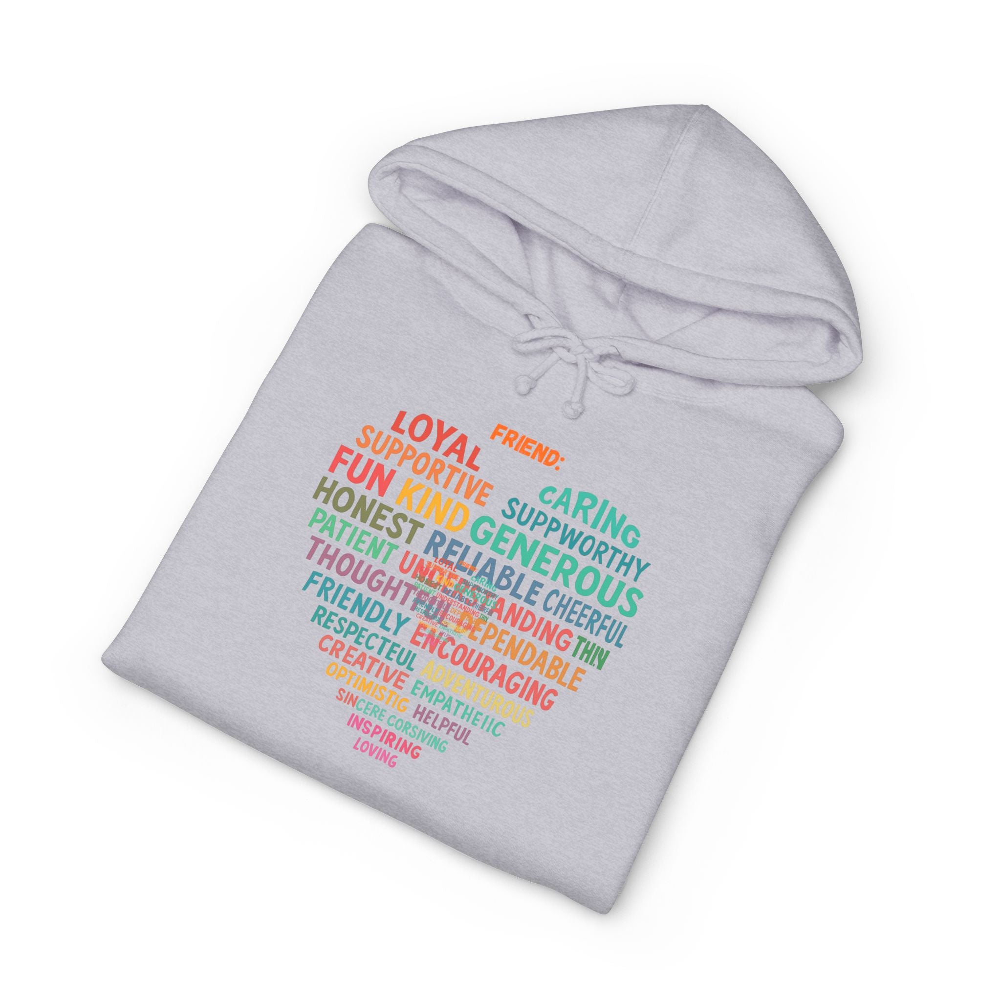 Heart Word Cloud Hoodie — Positive Traits Graphic Pullover