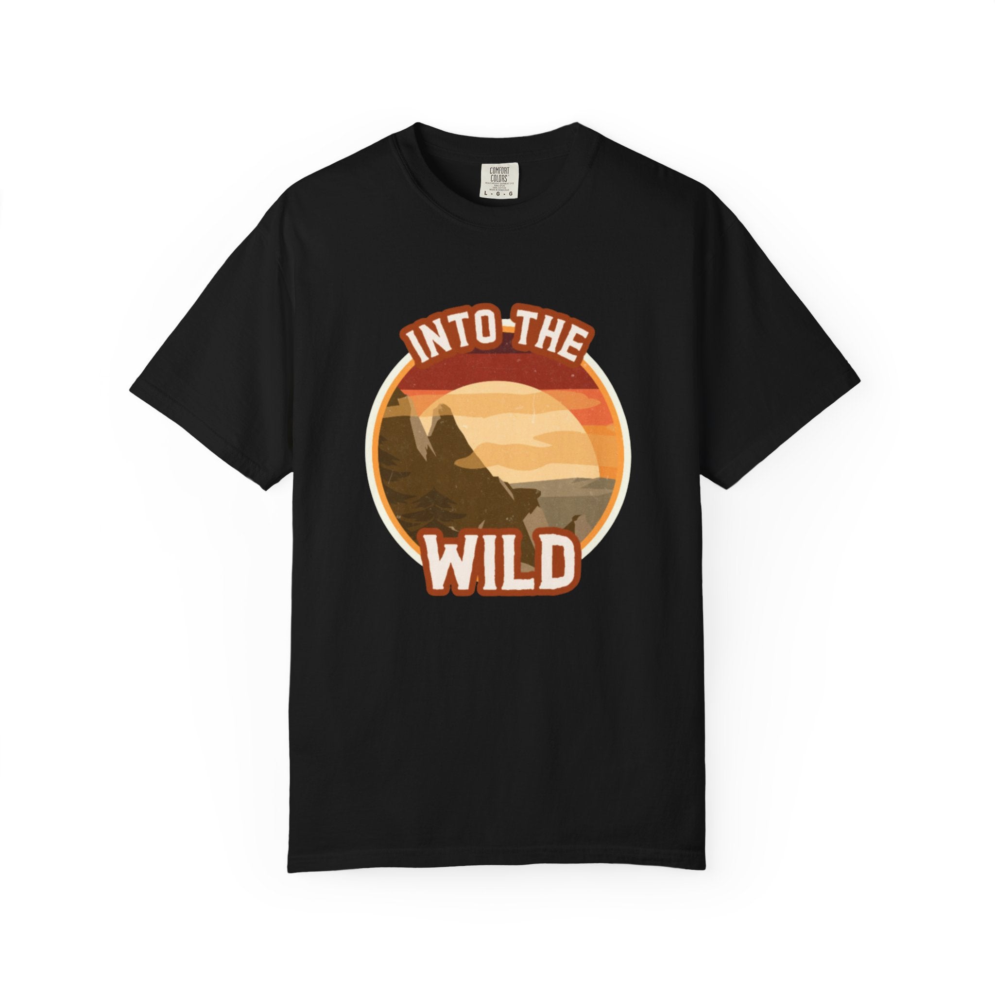 Into The Wild T-Shirt — Retro Sunset Mountain Adventure Tee
