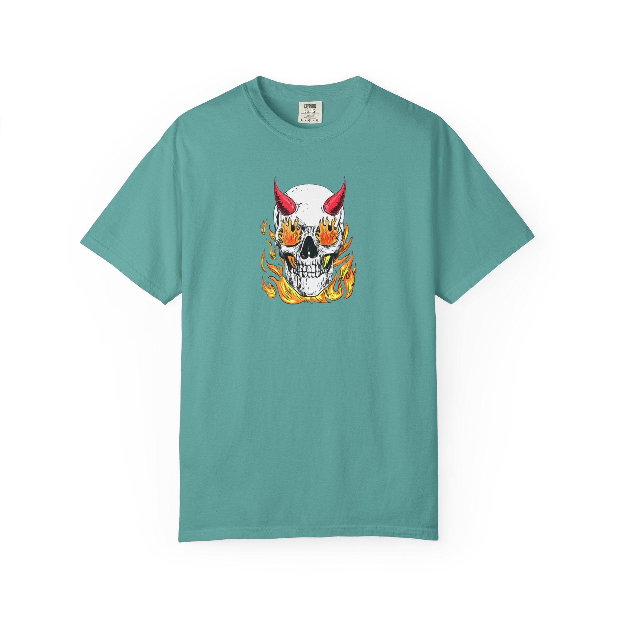 Flaming Devil Skull T-Shirt — Edgy Retro Tattoo Graphic Tee