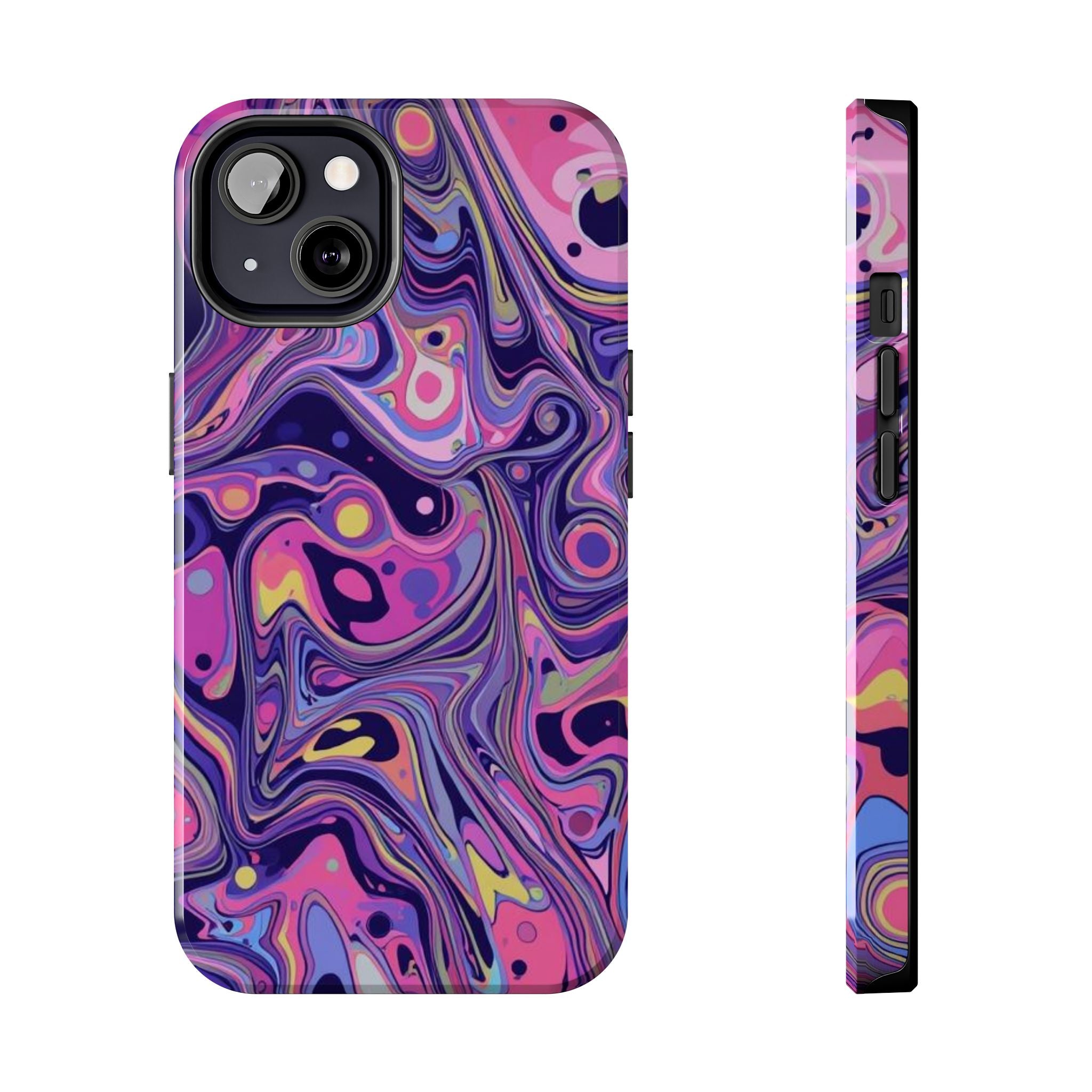 Abstract Purple Swirl Tough Phone Case — Durable Marble Art iPhone Cover