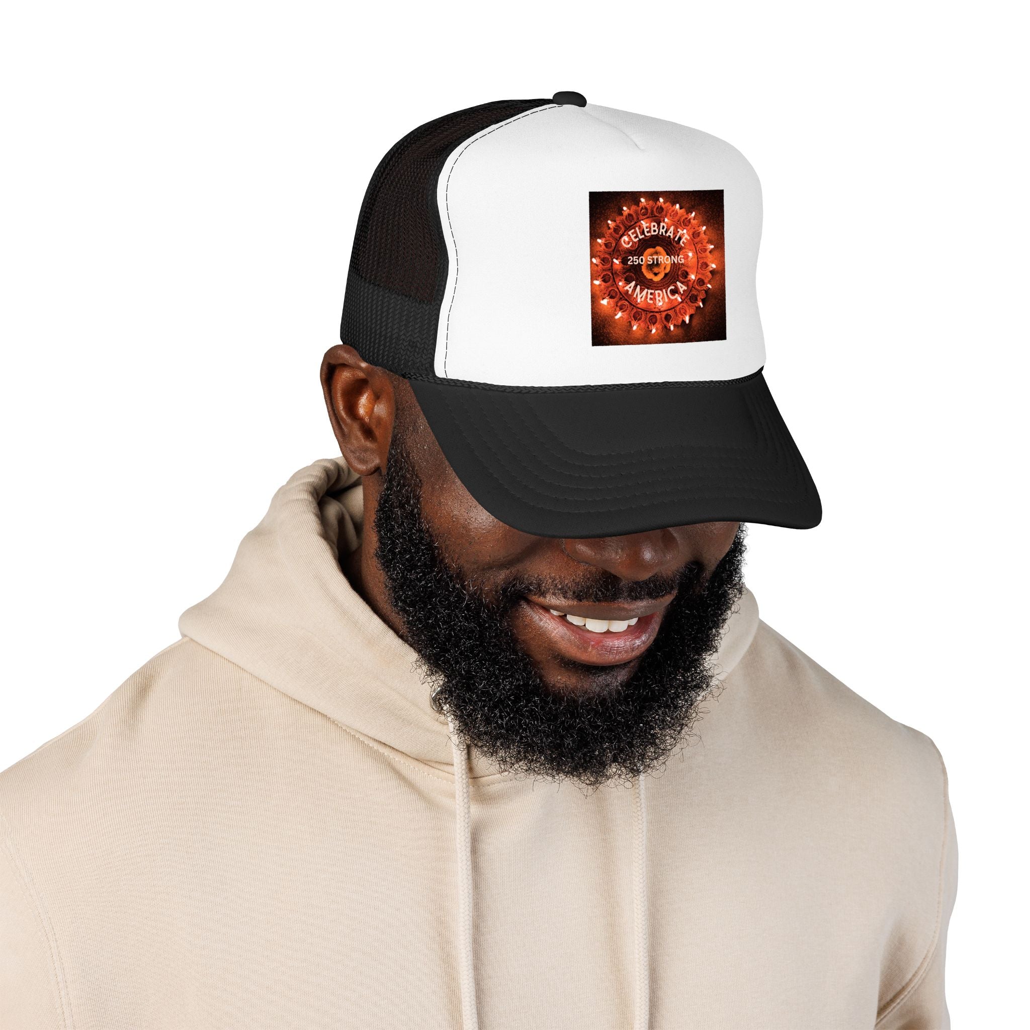 Trucker Hat — "Celebrate America" Firework Seal Patriotic Cap