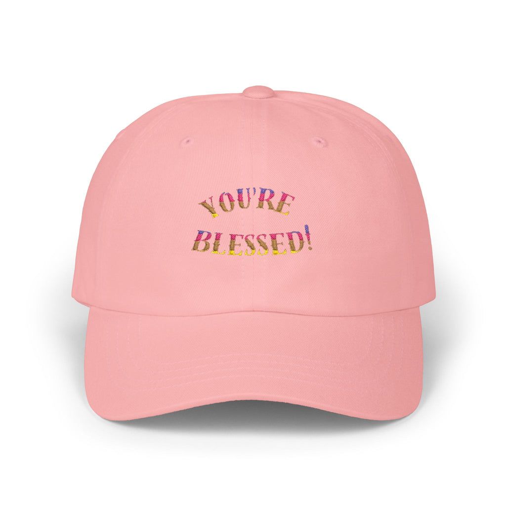 Dad Cap — "You're Blessed!" Embroidered Floral Script Baseball Hat