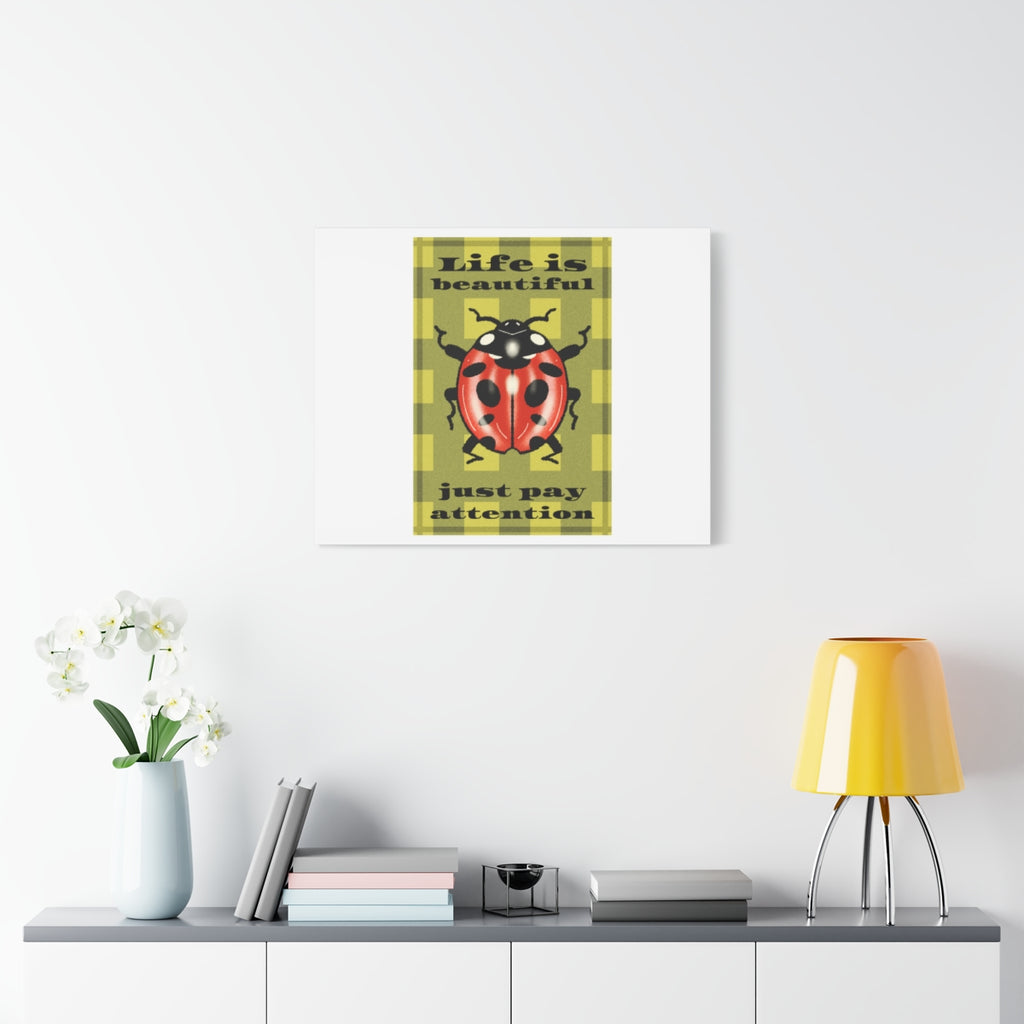 Life Is Beautiful Ladybug Canvas Wall Art