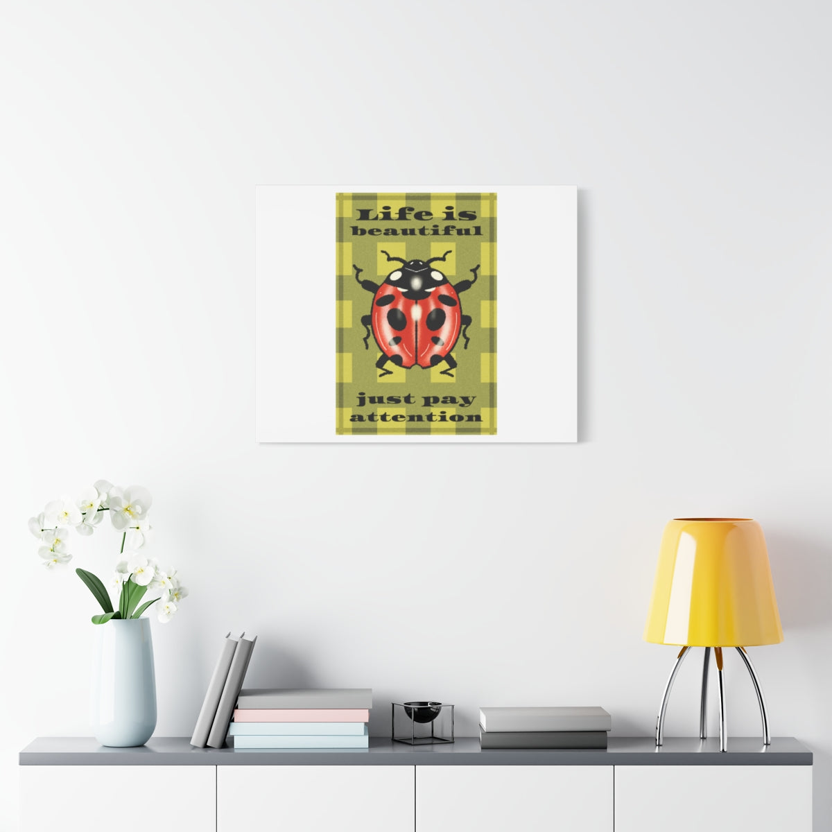 Life Is Beautiful Ladybug Canvas Wall Art