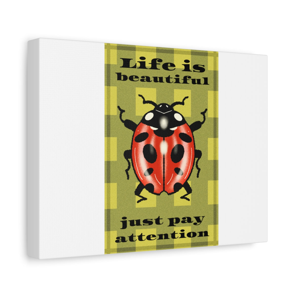 Life Is Beautiful Ladybug Canvas Wall Art